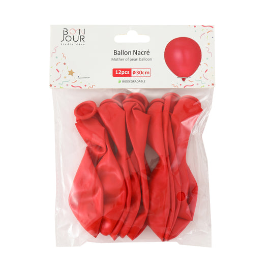 B5557 Ballon Nacré Rouge 12Pcs 30cm