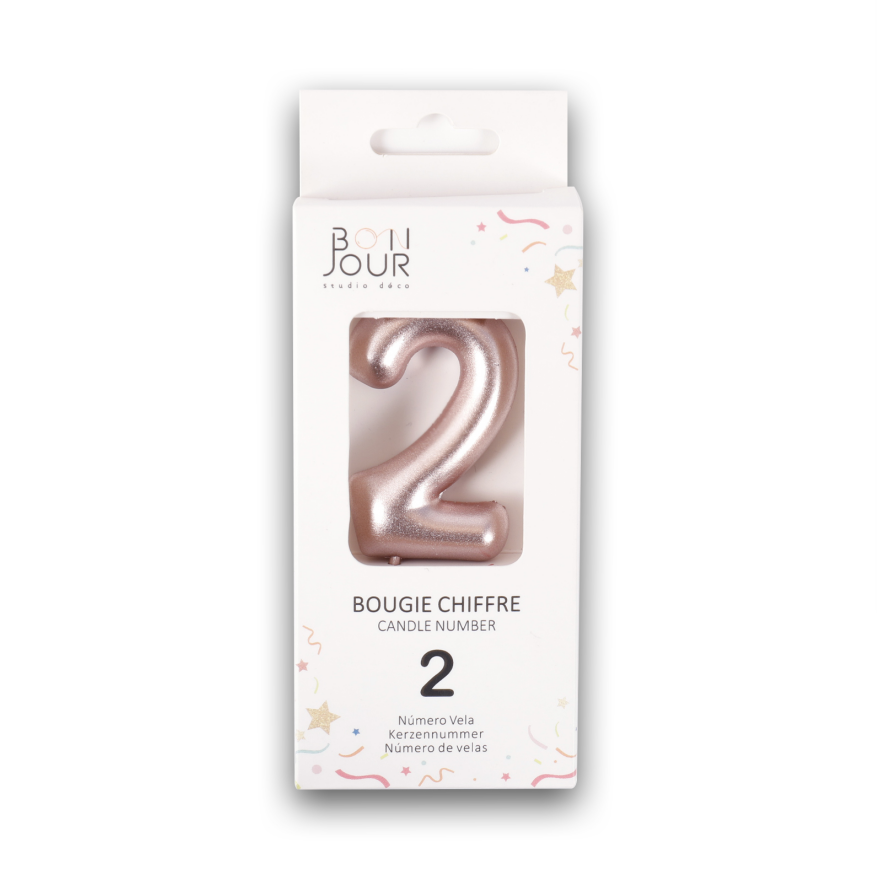 Bougie Chiffre 2 Rose Gold - Bonjour Studio Deco