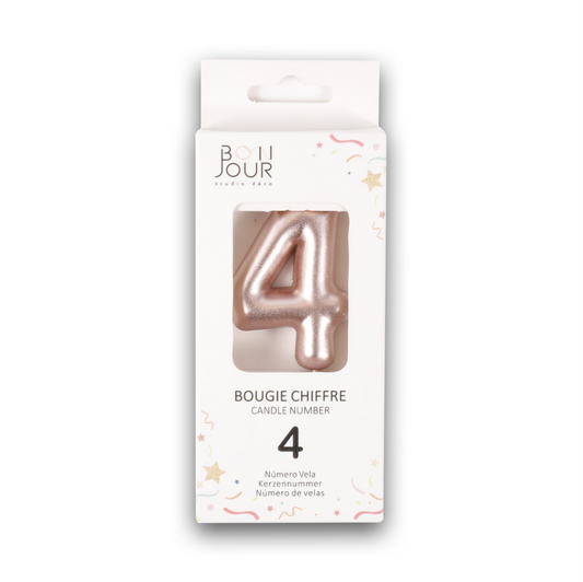 Bougie Chiffre 4 Rose Gold - Bonjour Studio Deco