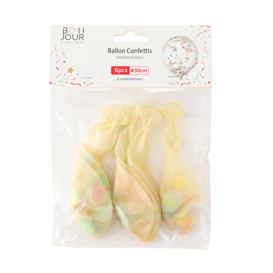 B5536 Ballon Confettis Multicolore 6Pcs 30cm
