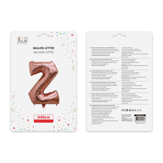 Ballon Lettre Z Rose Gold Hauteur 40cm - Bonjour Studio Déco