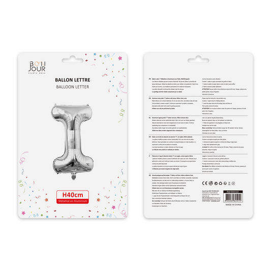 Ballon Lettre i Argent Hauteur 40cm - Bonjour Studio Déco