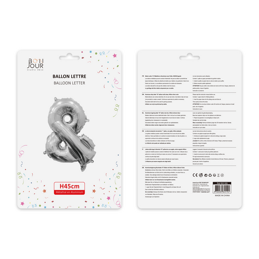 Ballon Lettre & Argent Hauteur 40cm - Bonjour Studio Déco