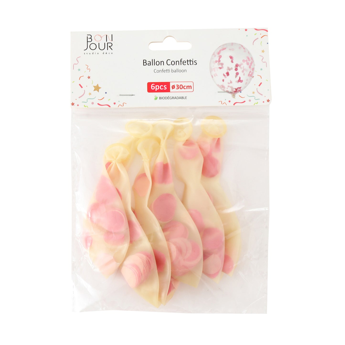 B5532 Ballon Confettis Rose 6Pcs 30cm