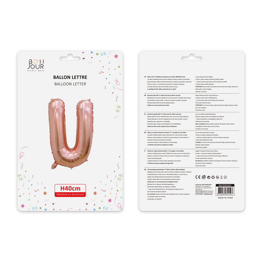Ballon Lettre U Argent Hauteur 40cm - Bonjour Studio Déco