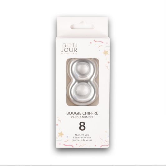 Bougie Chiffre 8 Argent - Bonjour Studio Deco