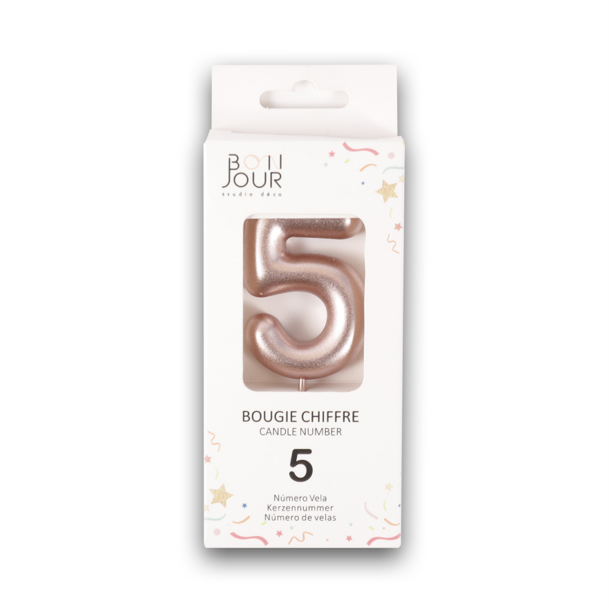Bougie Chiffre 5 Rose Gold - Bonjour Studio Deco