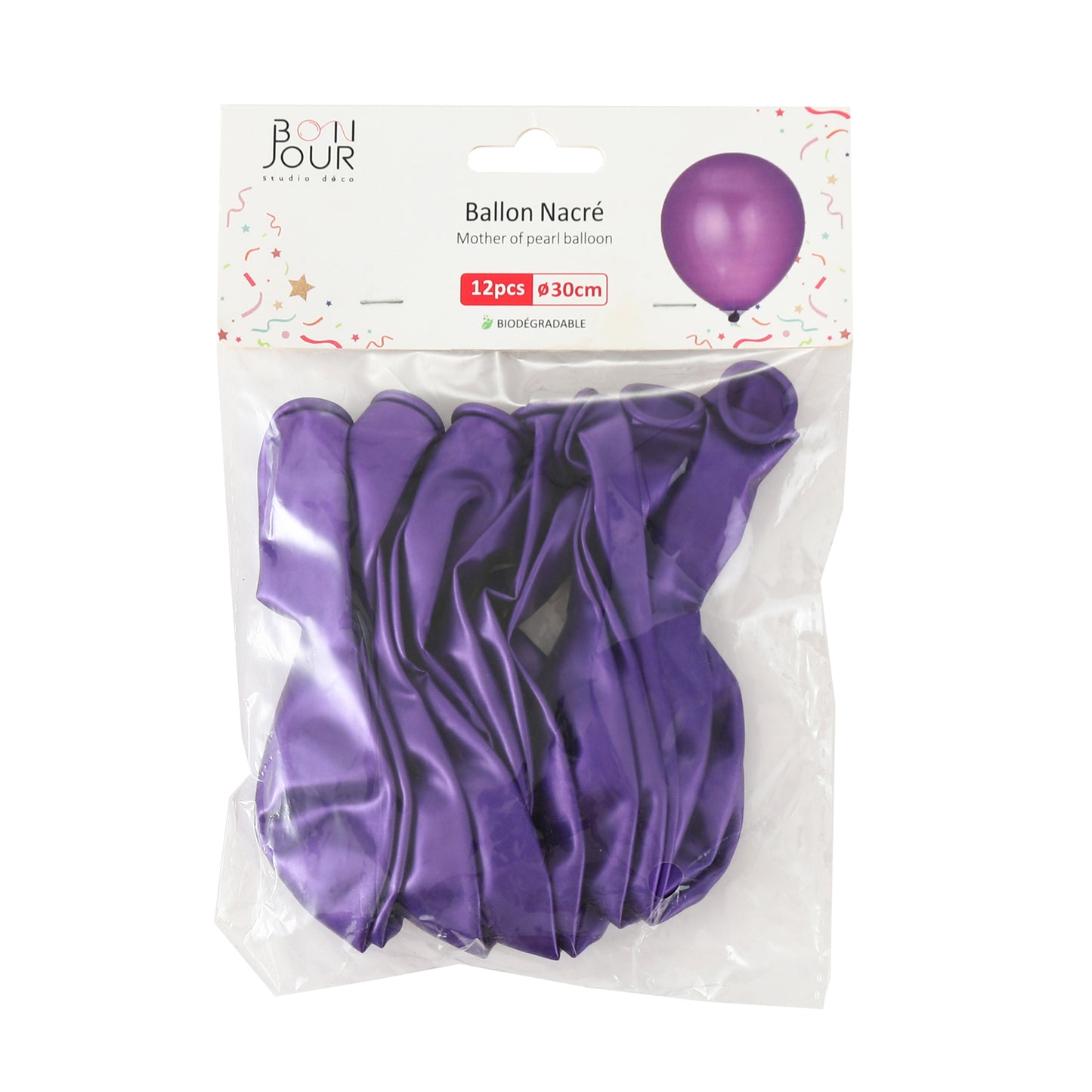 B5555 Ballon Nacré Violet Foncé 12Pcs 30cm