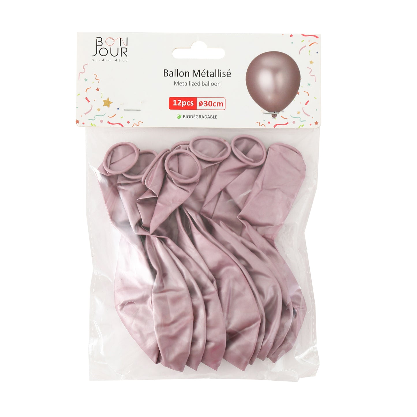 B5508 Ballon Métallisé Rose 12Pcs